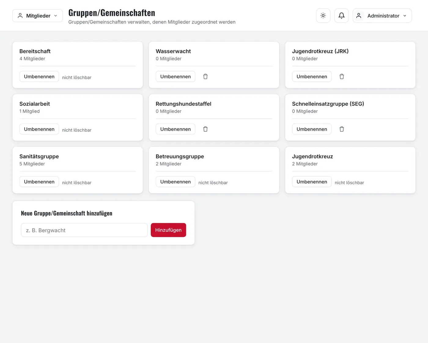 Gruppen und Gemeinschaften verwalten.